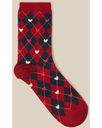 Monsoon - Argyle Heart Socks Red - Lyst