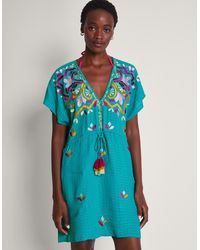 Monsoon - Bonita Embellished Kaftan Blue - Lyst