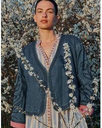 Monsoon - East Juna Denim Botanical Embroidered Jacket Blue - Lyst