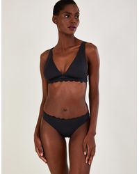 Monsoon - Scallop Edge Plain Bikini Bottoms With Recycled Polyester Black - Lyst