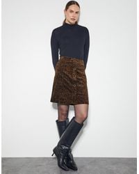 Monsoon - Aida Leopard Print Button Mini Skirt Brown - Lyst