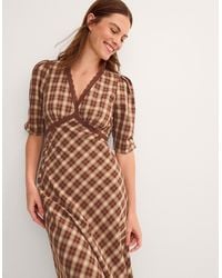 Monsoon - Frankie Check Print Midi Dress Brown - Lyst