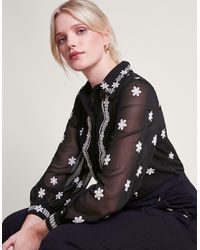 Monsoon - Fiori Embroidered Blouse Black - Lyst
