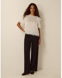 Monsoon - Payton Ponte Wide Leg Trousers Black - Lyst