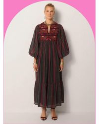 Monsoon - Maison Hotel Isadora Paisley Stripe Midi Dress Red - Lyst