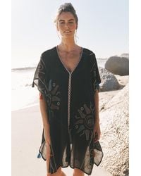 Monsoon - Pelia Embroidered Tassel Mini Kaftan Black - Lyst