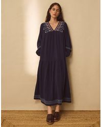 Monsoon - East Carita Hand-embroidered Maxi Dress Blue - Lyst