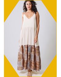 Monsoon - Traffic People Ithaca Tiered Print Maxi Dress Brown - Lyst
