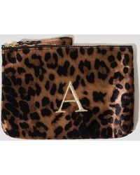 Monsoon - Leopard Print Velvet Initial Purse Brown - Lyst