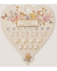Monsoon - 10-pack Diamanté & Pearl Stick On Earrings - Lyst