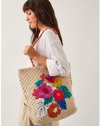 Monsoon - Zoe Embroidered Crochet Tote Bag - Lyst