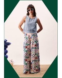 Monsoon - Frnch Egeria Tile Print Wide Leg Trousers Multi - Lyst