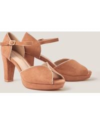 Monsoon - Gabi Gold Trim Platform Heels Natural - Lyst