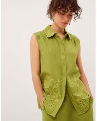 Monsoon - Effie Sleeveless Embroidered Shirt Green - Lyst