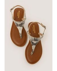 Monsoon - Immy Animal Print Leather Toe Post Sandals Natural - Lyst