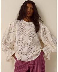 Monsoon - Imogen Lace Blouson Blouse Ivory - Lyst