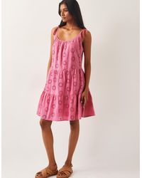 Monsoon - Maud Broderie Dress Pink - Lyst