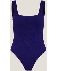 Monsoon - Kylee Textured Square Neck Swimsuit Blue - Lyst