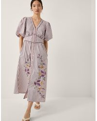 Monsoon - Alexis Embroidered Stripe Midi Dress Pink - Lyst