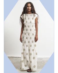Monsoon - Par & Escala Bee Smocked Sun Print Maxi Dress White - Lyst