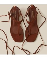 Monsoon - Hatty Toe Post Tie Strap Heels Brown - Lyst