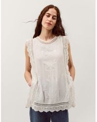 Monsoon - Taylor Sleeveless Embroidered Lace Top White - Lyst