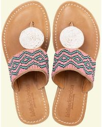 Monsoon - Laidback London Heron Beaded Leather Sandals Pink - Lyst