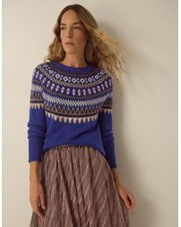 Monsoon - Fran Fair Isle Crew Neck Jumper Blue - Lyst