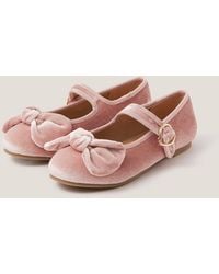 Monsoon - Velvet Bow Strap Ballet Flats Pink - Lyst