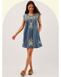 Monsoon - Maison Hotel Sylvie Embroidered Denim Mini Dress Blue - Lyst