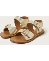 Monsoon - Metallic Leather Buckle Strap Sandals Gold - Lyst