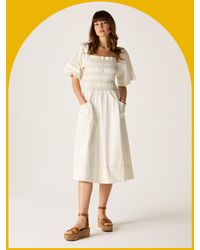 Monsoon - Mirla Beane Puff Sleeve Dress Cream - Lyst