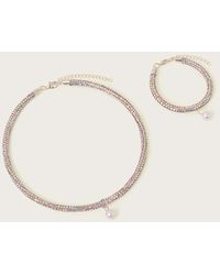 Monsoon - Diamante Necklace And Bracelet Set - Lyst