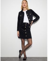 Monsoon - Oriana Button Mini Skirt Black - Lyst