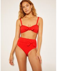 Monsoon - Kyla Tie Front High Waisted Bikini Bottom Pink - Lyst