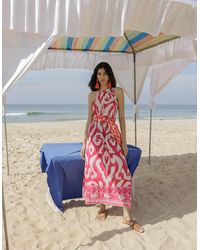 Monsoon - Ikat Border Print Maxi Dress Pink - Lyst