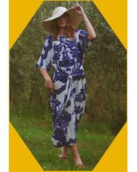Monsoon - One Hundred Stars Obi Giant Willow Print Midi Dress Blue - Lyst