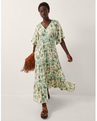 Monsoon - Saoirse Floral Tiered Midi Dress Ivory - Lyst