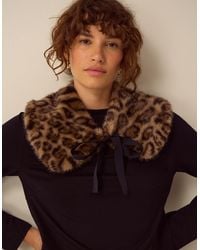 Monsoon - Niya Leopard Print Faux Fur Collar - Lyst