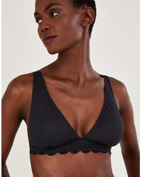 Monsoon - Scallop Edge Plain Bikini Top With Recycled Polyester Black - Lyst