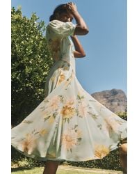 Monsoon - Carris V-Neck Short Puff Sleeve Floral Midi Dress - Lyst