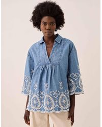 Monsoon - East Coralie Denim Broderie Shirt Blue - Lyst