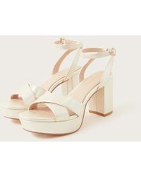 Monsoon - Pearlised Platform Heeled Sandals Ivory - Lyst