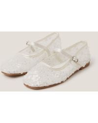 Monsoon - Flower Sparkle Mesh Ballet Flats Ivory - Lyst