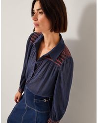 Monsoon - Felicity Embroidered Cotton Shirt Blue - Lyst