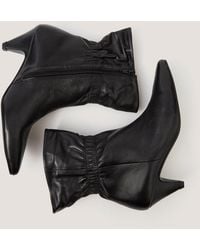 Monsoon - Fia Ruched Leather Kitten Heel Boots Black - Lyst