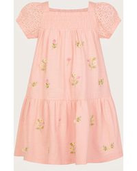 Monsoon - Baby Embroidered Broderie Dress Pink - Lyst