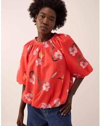 Monsoon - East Nessa Watercolour Floral Top Red - Lyst