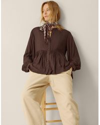 Monsoon - Women's Dark Brown Sandy Relaxed Blouse, Size: S - Lyst