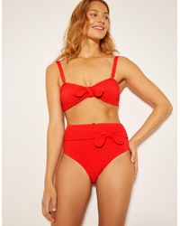 Monsoon - Women's Dark Pink Textured Kyla Tie Front Bandeau Bikini Top, Size: 8 - Lyst